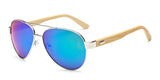 Bamboo Sunglasses Pilot Wooden Metal Mirror