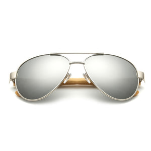 Bamboo Sunglasses Pilot Wooden Metal Mirror