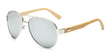 Bamboo Sunglasses Pilot Wooden Metal Mirror