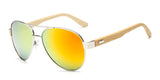 Bamboo Sunglasses Pilot Wooden Metal Mirror