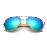 Bamboo Sunglasses Pilot Wooden Metal Mirror