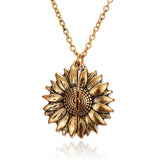 Sunflower Double-layer Engraved Necklace