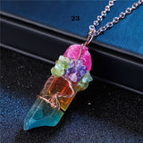 Rainbow Stone Tree of life Pendant Necklace