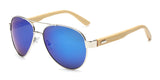 Bamboo Sunglasses Pilot Wooden Metal Mirror